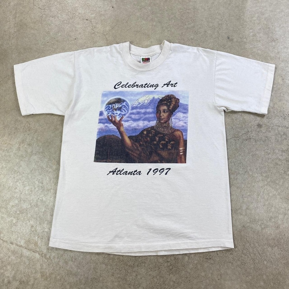 Vintage 90s Celebrating Art Shirt Size Large White 1997 Atlanta Festival